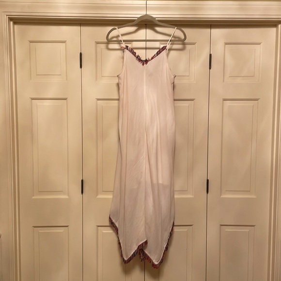 THML Embroidered Strap Long Dress. Medium. Cream with red and blue detail. - Picture 4 of 4